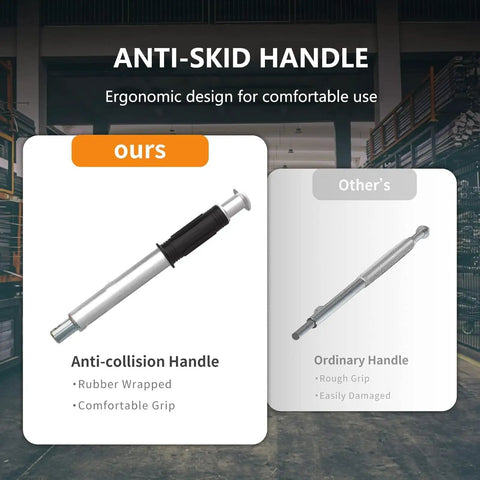 Comparison of anti-skid handle vs ordinary handle for Heavy Duty Permanent Magnet Lifter With Quick Release Handle For 6600 Pound Steel Plates And Round Bar Hoist Tool.