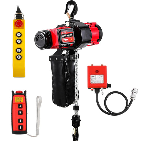 2 Speed Electric Chain Hoist 2200lb With Pendant And Remote, Brushless Motor, Overhead Crane Lift, 110V, 10ft Lifting Height, G80 Chain