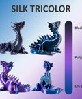 Silk Tri Color PLA Filament For 3D Printers 1.75mm Blue Purple Black Coextruded Metal Like Slick Finish dragon models