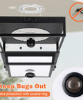 Front view of Motion Sensor Outdoor Ceiling Light Black Flush Mount 10.5 Inch Square With Dusk To Dawn Auto Modes, waterproof exterior