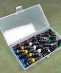 24 Pack 12mm Momentary Push Button Switch SPST On Off AC 250V 1.5A 125V 3A Lockless Mini Round Button Kit with 6 colors in a box