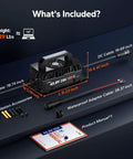 36V 25A LiFePO4 Charger With 38.4V Ready Output, IP65 Waterproof Beast Build showing dimensions and included accessories