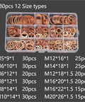 Flat Copper Washers Solid Gasket Kit M5 M14 280 Pieces Set for Sump Plugs Oil Usage and Engines in organizer box