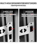 Premium Portable Door Lock 2 Pack Pink For Extra Privacy And Home Security, multi-hole design comparison, smaller 0.78 inches vs bigger 1.2 inches.
