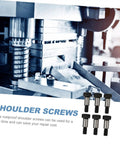 Hex Shoulder Bolts Set 6 Steel Screws For Door Handles Home Repair Kit displayed next to industrial machine background.