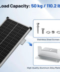 16 Piece Solar Panel Mounting Bracket Kit With Z Brackets Lightweight Aluminum Corrosion Free Construction Perfect For RVs Trailers Vans Yachts And Off Grid Roof Installations, showing solar panel and hardware.