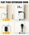 Ditch The Janky Setup With This 12 Ft Twin Extension Cord Offering Three Side Outlets And A Sleek Flat Plug for easy wall access.
