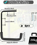 Illustration of an Overhead Garage Storage Rack Set Ceiling Mounted Hooks And Ladder Hangers, showing measurements and max load.