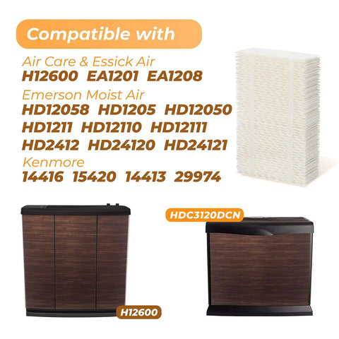 Humidifier Wick Filter Replacement For AIRCARE Essick Air HD1205 HD1211 EA1201 HD12110 Kenmore 14909 14912 32-14912 42-14912 4 Pack Durable Dense Construction With Hot Glue Strips For Better Filtration And Cleaner Mist