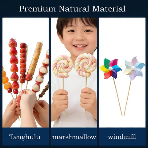 50 Pack Straight Up Real Deal Wooden Dowel Rods 1/4 X 12 Inches Natural Hardwood Craft Sticks For Baking And Weekend Diy Kid Safe Non Toxic Smooth Finish Wood Shafts displayed with treats.