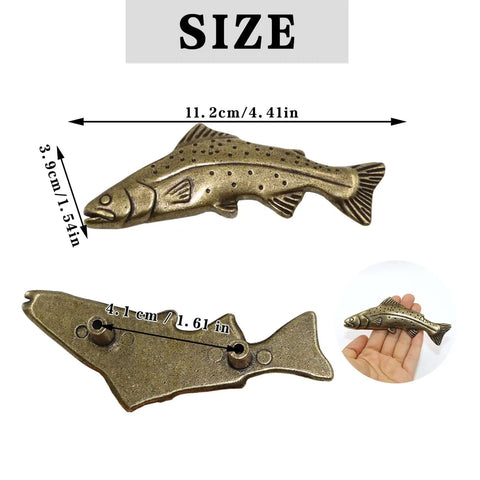 Vintage Trout Fish Cabinet Knob Set 4 Pack Old School Aged Bronze Zinc Alloy Drawer Pulls For Cabinets Dressers Cupboards