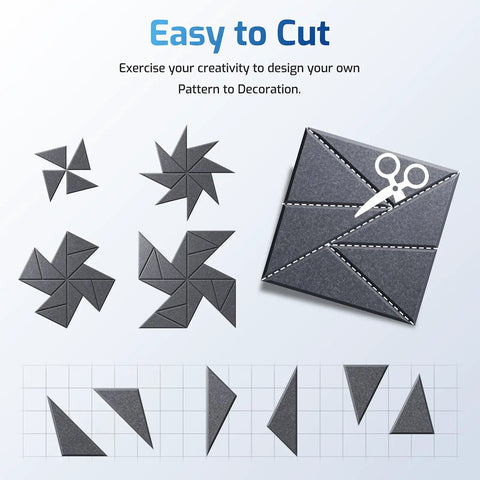 Self Adhesive Acoustic Panels For Walls 22 Pack Premium Soundproof Foam Tiles cut patterns with dark gray foam tiles.