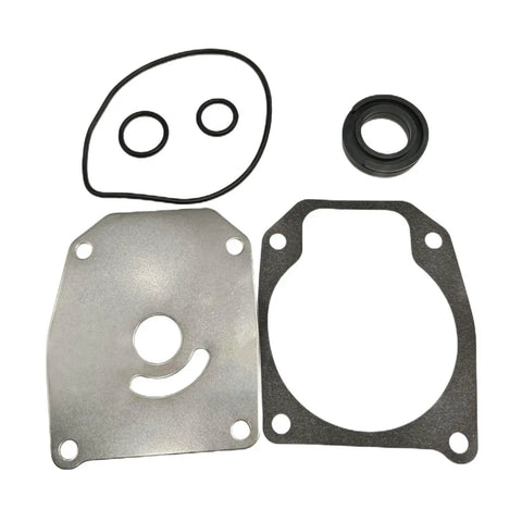 All In One Water Pump Impeller Rebuild Kit With Housing And Cup For Johnson Evinrude 60HP 65HP 70HP 75HP 3 Cylinder Outboard Motors Sierra 18 3389 Compatible showing wear plate and gaskets.