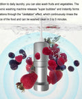 Heavy Duty Handheld Sonic Cleaner With Aluminum Wand For Blasting Jewelry Glasses And Shop Tools Strips Stubborn Oil And Daily Gunk Quick While Leaving Your Favorite Gear Looking Legit Fresh Straight Up surrounded by fresh fruits in water.