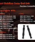 Front Sway Bar Link Replacement For 07-19 Chevy Silverado And GMC Sierra 1500 Tahoe Fix Clunking Improve Handling Prevent Leaning And Reduce Uneven Tire Wear With OEM Style Fit And Durable Construction, black pair