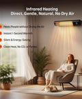 34 Inch 1500W Infrared Patio Heater With Motion Sensor IPX5 Waterproof 9 Heat Levels And 9H Timer Wall Mounted Indoor Outdoor Space Heater installed indoors.