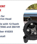RV Awning Drive Head Gear Pack Compatible With 373566 And 266149 shown with part details and installation features