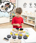 Child assembling RC Robot Car Kit For Kids Aged 8 To 16 Kid Friendly With Mecanum Wheels For Omnidirectional Movement STEM project