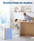 MSA3 And MSA3S HEPA Filter Replacement For Membrane Solutions Air Purifier, depicted in a kitchen setting, 3 Stage Filtration