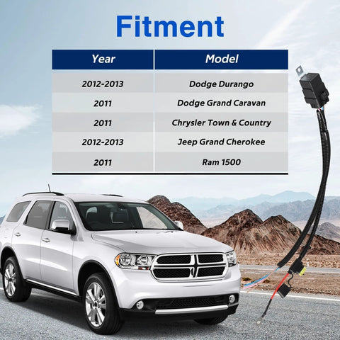 Direct Fit Beefed-Up Fuel Pump Relay Wiring Kit For Dodge Durango 2012 2013 Grand Caravan 2011 Town And Country 2011 Jeep Grand Cherokee 2012 2013 And Related Models OEM Grade Copper Wiring Plug And Play Relay Harness For Reliable Fuel System next to Dodge SUV