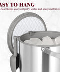 Big Boy 7qt Vacuum Insulated Ice Bucket With Lid And Scoop, Heavy Duty Cold Drink Cooler, ice filled with hanging scoop.
