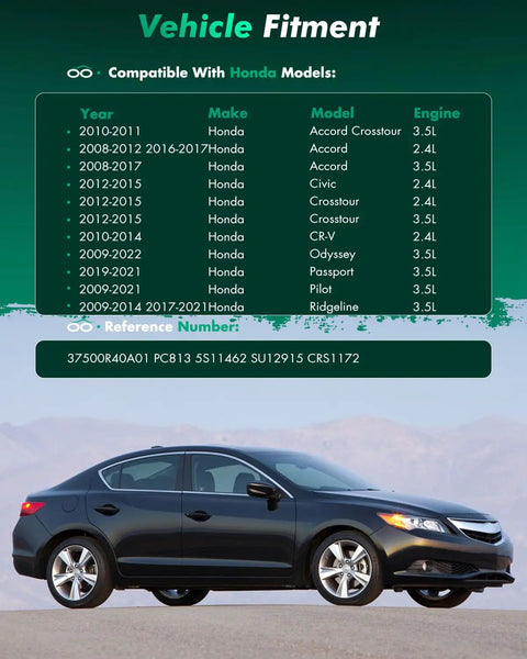 Crankshaft Position Sensor Direct Fit For Honda Accord 2008 To 2017 Odyssey 2009 To 2022 Pilot 2009 To 2021 And CR V 2010 To 2014 Replacement Sensor With Easy Install For Reliable Engine Timing And Smooth Starts fitment chart for Honda Accord and Odyssey