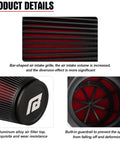 Detailed view of 48mm Cone Air Filter for Dirt Bikes and ATVs, showing aluminum top and built-in guardrail, enhancing airflow for PWK/PE carburetors.
