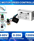 DC motor speed controller with cable connectors, potentiometer knob, and switch, for 4 Pack 12V To 24V 775 DC Electric Motors
