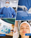 Disposable Lab Coat For Adults Knee Length With Knit Cuffs And Collar, SMS Nonwoven Medical Jacket in various professional settings