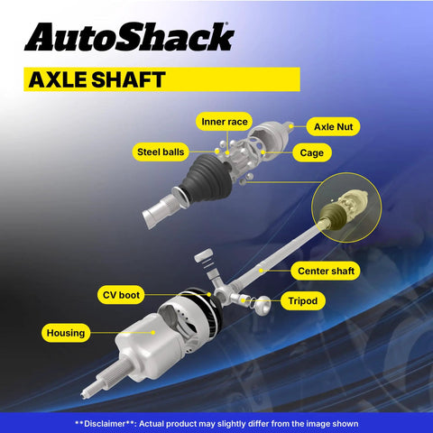 Front CV Axle Shaft Assembly Driver Side Fits Nissan Sentra 2007-2012 FWD 2.0L, High-Quality Replacement, 26.81 Inch Overall Length, Replaces Front Left Axle Shaft; exploded view