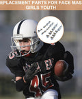 Youth football player with 24 Piece Stainless Steel Helmet Visor Screws Kit With Visor Clips Universal Sports Helmet Hardware Replacement For Football Hockey Baseball Softball Youth Girls.