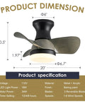 Product dimensions and specifications of 20 Inch Mini Ceiling Fan With Light Remote Quiet Flush Mount 3 Reversible Blades