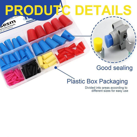 Awesome 42 Piece Silicone Tapered Plug Kit For Coating And Painting Jobs High Temp Resistant Stoppers In 8 Sizes From 1/16 To 5/8 Inch That Seals Like A Boss, plastic box set