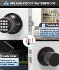 Keyless Entry Door Lock With Keypad And Smart Code, Easy Install Door Knob, Mute Mode For Silent Beeps, Passage Function For Inside Access, Silver Finish showing waterproof feature and temperature resistance.