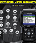 Volvo All Systems OBD2 Scanner With Full Diagnostic Tool For Volvo Cars Pro Grade Code Reader showing diagnostic features on screen.