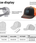 Retro Cotton Baseball Cap For Men Lightweight Breathable Low Profile Trucker Style With Size Measurements Displayed