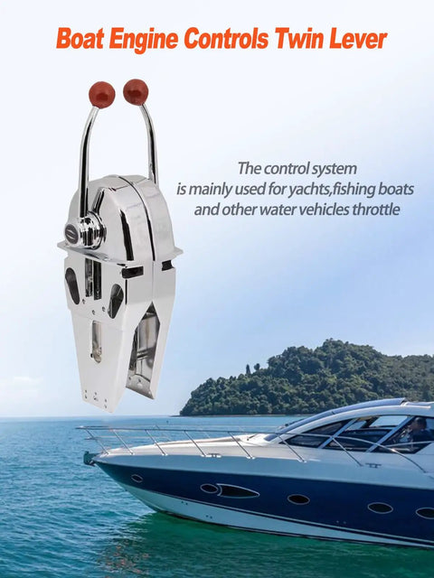 Universal Twin Lever Boat Throttle And Shift Control Top Mount With Beefy Zinc Alloy Dual Handles for Inboard Outboard Boats