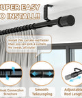 Outdoor Curtain Rods For Patio Adjustable 32 To 240 Inch Heavy Duty Rod With Wall And Ceiling Mount Matte Black Room Divider installation guide