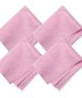 Pink microfiber cleaning cloths, 4-pack, 6 x 7 inches, for screens and lenses
