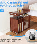 Mini Side Mount Casters Low Profile Rubber Wheels on wooden furniture, showcasing a sturdy design and weight capacity of 11 kg.