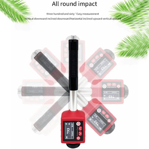 Leeb Hardness Tester With D Type Impact Device For Metal And Steel OLED Color Display 6 In 1 Scales HL HV HB HRC HRB HRA HS Rechargeable Lithium Battery 170 To 960 HLD, vertical view