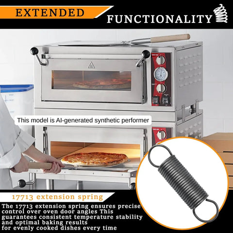 17713 Extension Spring For Commercial Ovens Heavy Duty Door Return Spring shown with pizza oven in use