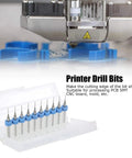 10 Piece Pro Grade Tungsten Carbide Micro Drill Bits Set For PCB SMT CNC Projects with open case displaying bits