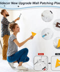 2 Pack Drywall Repair Kit With Quick Dry Spackle For Patching Holes And Cracks, people using plaster and scrapers on wall