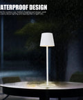 Cordless LED Desk Lamp With 5000mAh Rechargeable Battery Touch Night Light Waterproof Design On Outdoor Table