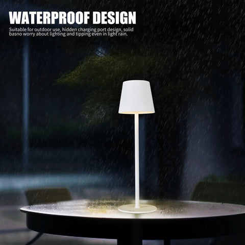Cordless LED Desk Lamp With 5000mAh Rechargeable Battery Touch Night Light Waterproof Design On Outdoor Table