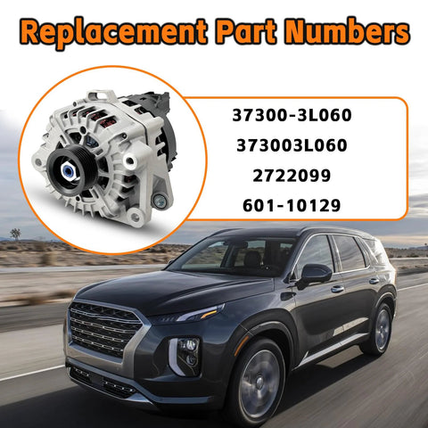 Beefed-Up Alternator 180 Amp 13.5V High Output CW Rotation Replacement For Hyundai Palisade 2020 2021 2022 2023 3.8L and Kia Telluride