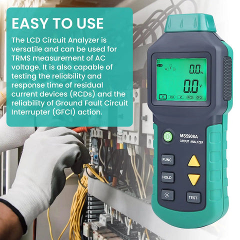 LCD Circuit Analyzer With Backlit Display And Data Retention, RMS Voltage Tester For AC 100-240V, GFCI RCD Fault Detector in use