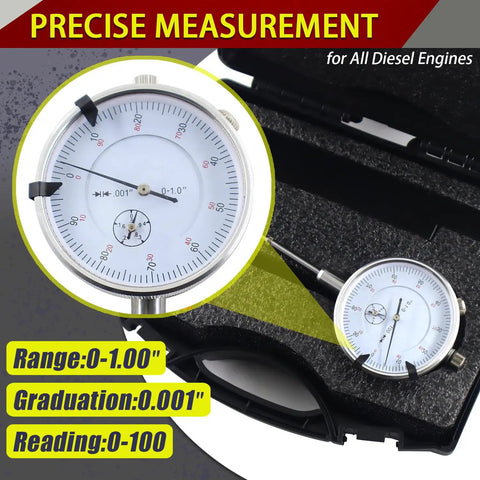 Diesel Engine Sleeve Height And Counter Bore Gauge Kit 0 to 1 Inch Range With 0.001 Inch Gradations shown with dial indicator