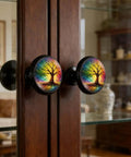 4 Pack Rainbow Tree Of Life Cabinet Knobs Acrylic Round Drawer Pulls for kitchen cabinets dressers cupboards and doors in rustic decor